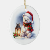 Kerstpoolbeer Keramisch Ornament (Rechts)