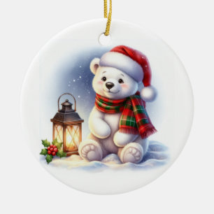 Kerstpoolbeer Keramisch Ornament