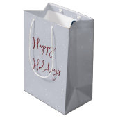 Kerstpoolbeer knuffelt een sneeuwman medium cadeauzakje (Achterkant Gekanteld)