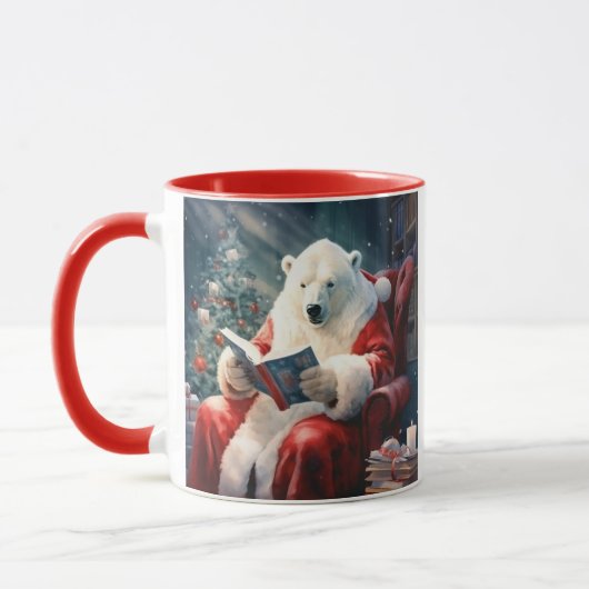 Kerstpoolbeer lezend mok (Links)