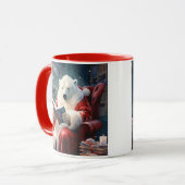 Kerstpoolbeer lezend mok (Voorkant links)