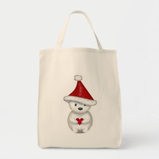 Kerstpoolbeer met Hart Tote Bag (Voorkant)