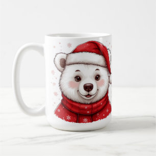 Kerstpoolbeer met kerstmuts koffiemok