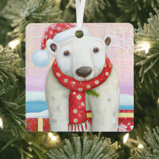 Kerstpoolbeer Metalen Ornament (Insitu)