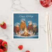 Kerstpoolberen rond een vreugdevuur servet (Insitu)