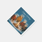Kerstpoolberen rond een vreugdevuur servet (Hoek)