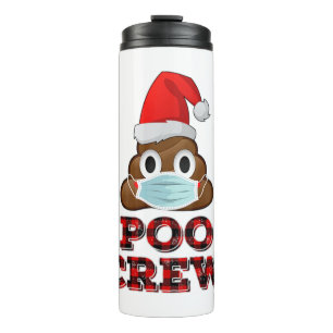 Kerstpoolokreukjes Shirt Gezichtsmasker Poop Emoji Thermosbeker