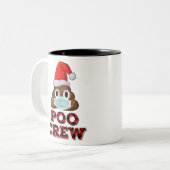 Kerstpoolokreukjes Shirt Gezichtsmasker Poop Emoji Tweekleurige Koffiemok (Voorkant links)