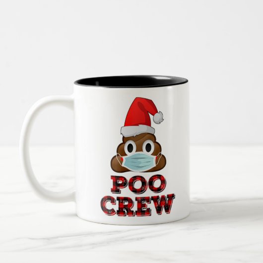 Kerstpoolokreukjes Shirt Gezichtsmasker Poop Emoji Tweekleurige Koffiemok (Links)
