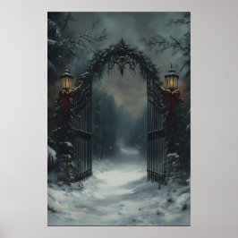 Kerstpoort Gotische Winter Muurkunst, Victoriaans Poster