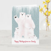 Kerstpootgezin Beer op sneeuwkaart Kaart (Gele Bloem)