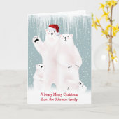 Kerstpootgezin Beer op sneeuwkaart Kaart (Gele Bloem)