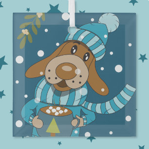 kerstpop met gekleurd cacaoglas glas ornament