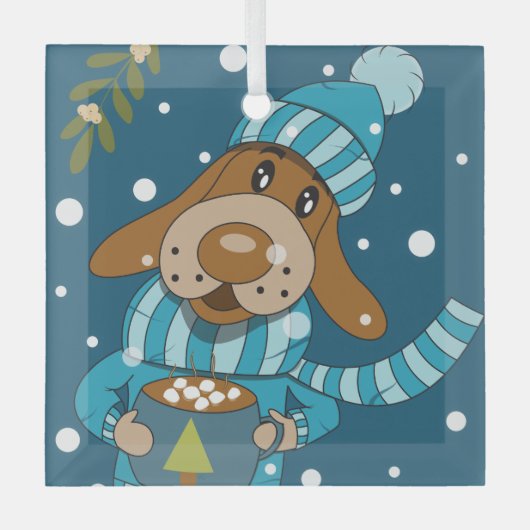 kerstpop met gekleurd cacaoglas glas ornament (Voorkant)