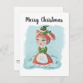 kerstpopkaart met bericht feestdagenkaart (Voorkant / Achterkant)