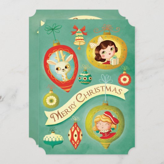 kerstpoppen en rendieren Kaart (Voorkant / Achterkant)