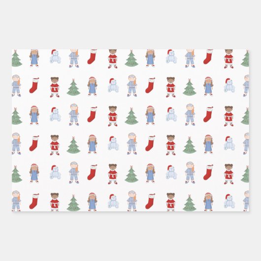 Kerstpoppen peuter droom speelgoed inpakpapier vel (Voorkant)