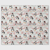 kerstpoppeppermint-pinguïns cadeaupapier (Vlak)