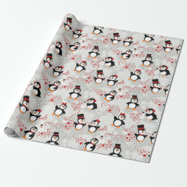 kerstpoppeppermint-pinguïns cadeaupapier