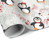 kerstpoppeppermint-pinguïns cadeaupapier (Rol Hoek)