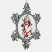 Kerstporcupine Needlework Wimsical Art Tin Sneeuwvlok Ornament (Links)