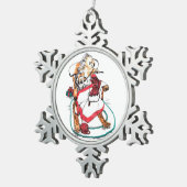 Kerstporcupine Needlework Wimsical Art Tin Sneeuwvlok Ornament (Rechts)