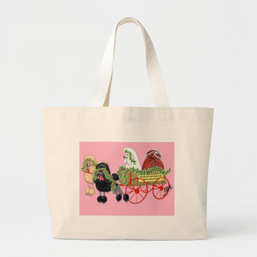 kerstporselon Wagon Grote Tote Bag (Voorkant)