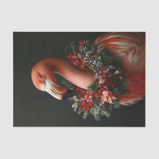 Kerstportret van een flamingo decoupage tissuepapier (Voorkant)