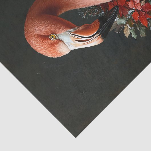 Kerstportret van een flamingo decoupage tissuepapier (Detail)