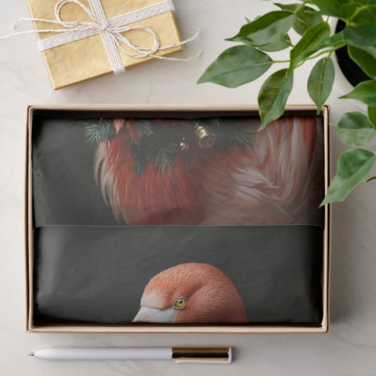 Kerstportret van een flamingo decoupage tissuepapier (Geschenk)