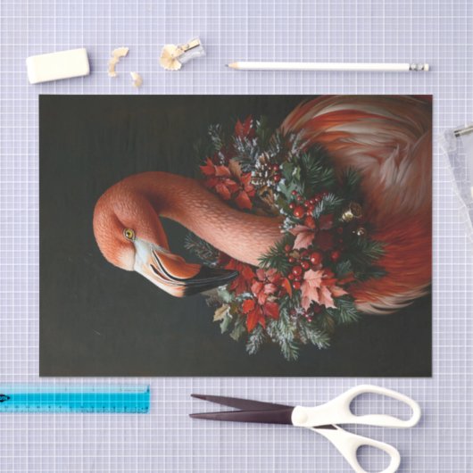 Kerstportret van een flamingo decoupage tissuepapier (Craft)