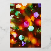 Kerstportret Vignette Snow Wereldbol Tree-lampjes Folie Feestdagenkaart (Achterkant)