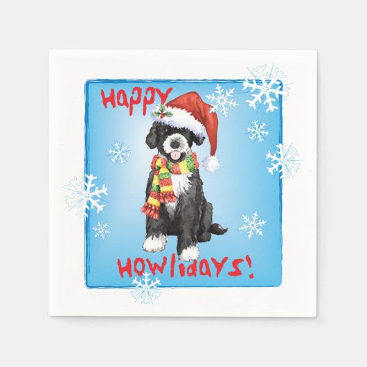 KerstPortugese waterhond Servet (Voorkant)