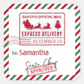 kerstpost van Santa Nort Pole levering Vierkante Sticker (Voorkant)