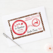 kerstpost van Santa North Pole-bezorging Rechthoekige Sticker (Envelop)