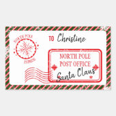 kerstpost van Santa North Pole-bezorging Rechthoekige Sticker (Voorkant)