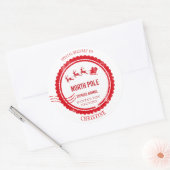 kerstpost van Santa North Pole-bezorging Ronde Sticker (Envelop)