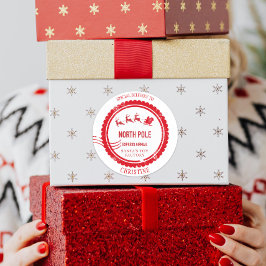 kerstpost van Santa North Pole-bezorging Ronde Sticker