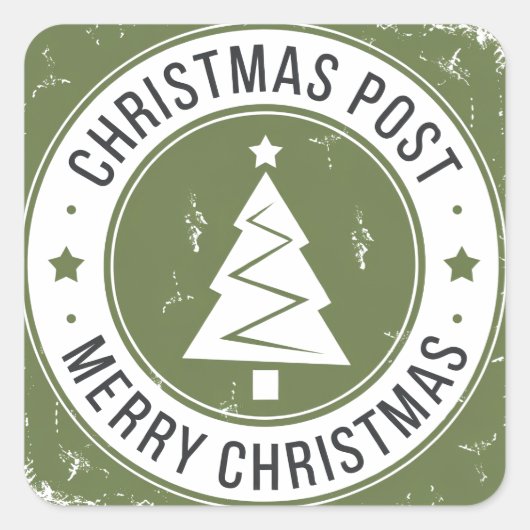 kerstpost vierkante sticker (Voorkant)