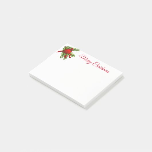 kerstpost waarop Notitieblok-rode kardinaal wordt  Post-it® Notes (Schuin)