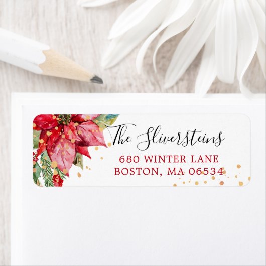 kerstpostadres Gold Splash Return Etiket (Insitu)