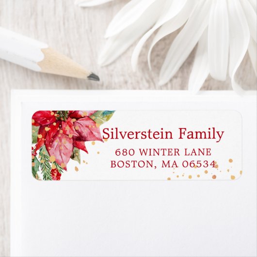 kerstpostadres Gold Splatter Return Etiket (Insitu)