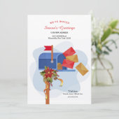 Kerstpostbus verplaatst wenskaart feestdagenkaart (Staand voorkant)