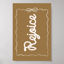 Kerstposter met 'Rejoice' in neutrale stijl