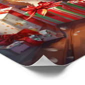 Kerstposter van Santa Corgi - Canvas Wandkunst Poster (Hoek)