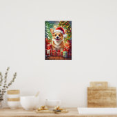 Kerstposter van Santa Corgi - Canvas Wandkunst Poster (Keuken)