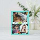 Kerstpostkaart met suikerstenen en peperkoekmannet feestdagenkaart (Staand voorkant)