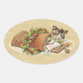  kerstpostkat ovale sticker (Voorkant)