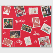 Kerstpostzegel Aangepaste naam en foto's Cadeaupapier (Vlak)