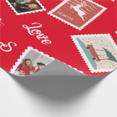 Kerstpostzegel Aangepaste naam en foto's Cadeaupapier (Hoek)
